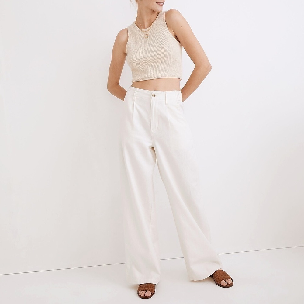 Madewell Cotton-Linen Pleated‎ Wide-Leg Pants